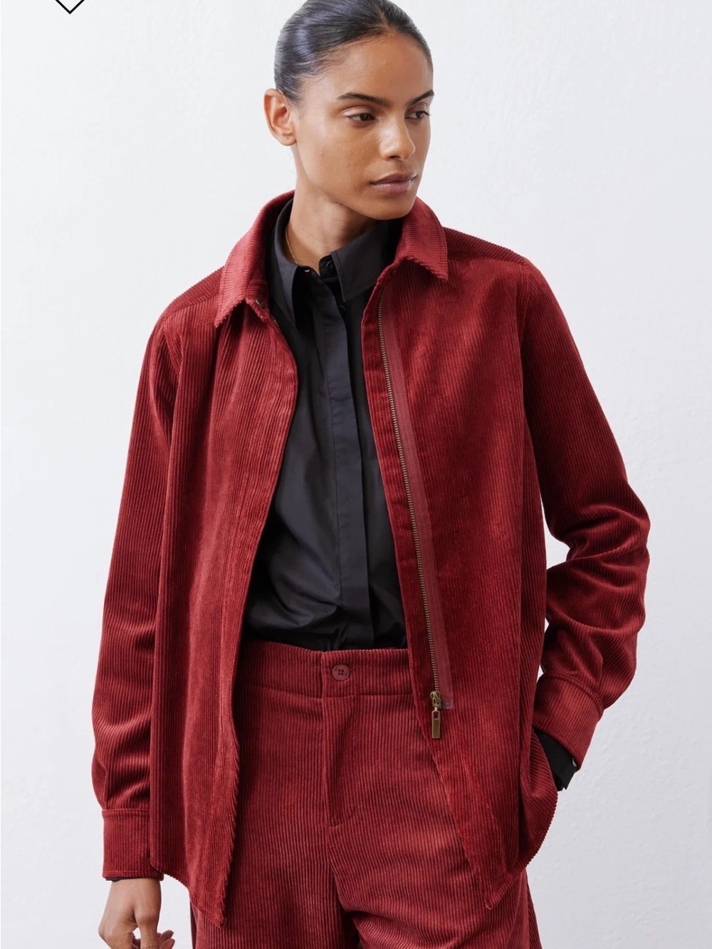 NWT, Ruti CORDUROY HANDKERCHIEF ZIP TOP in Pomegranate Size 6